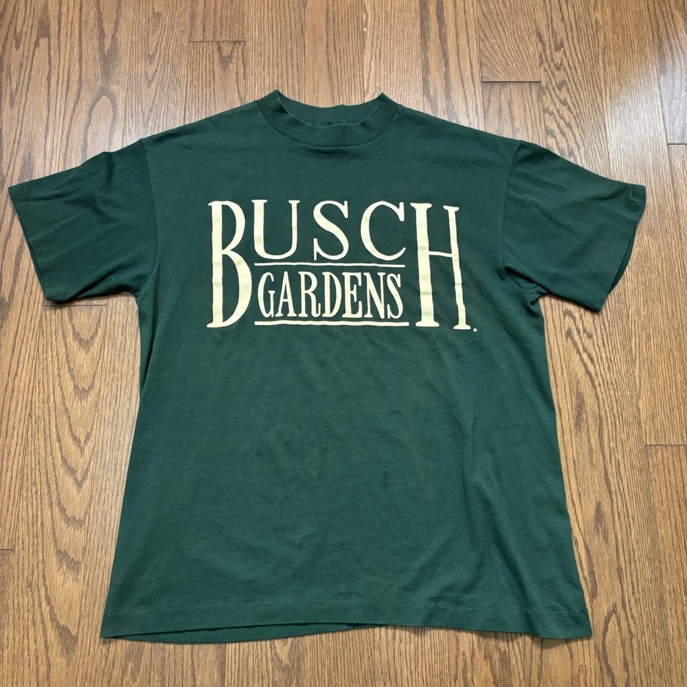 Vintage 90s Busch Gardens T-shirt Roller Coaster Zoo Amusement Park Tee - Large